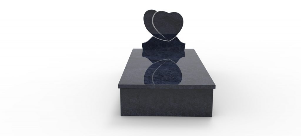 Monument funéraire avec cœurs entrelacés et socle décoratif