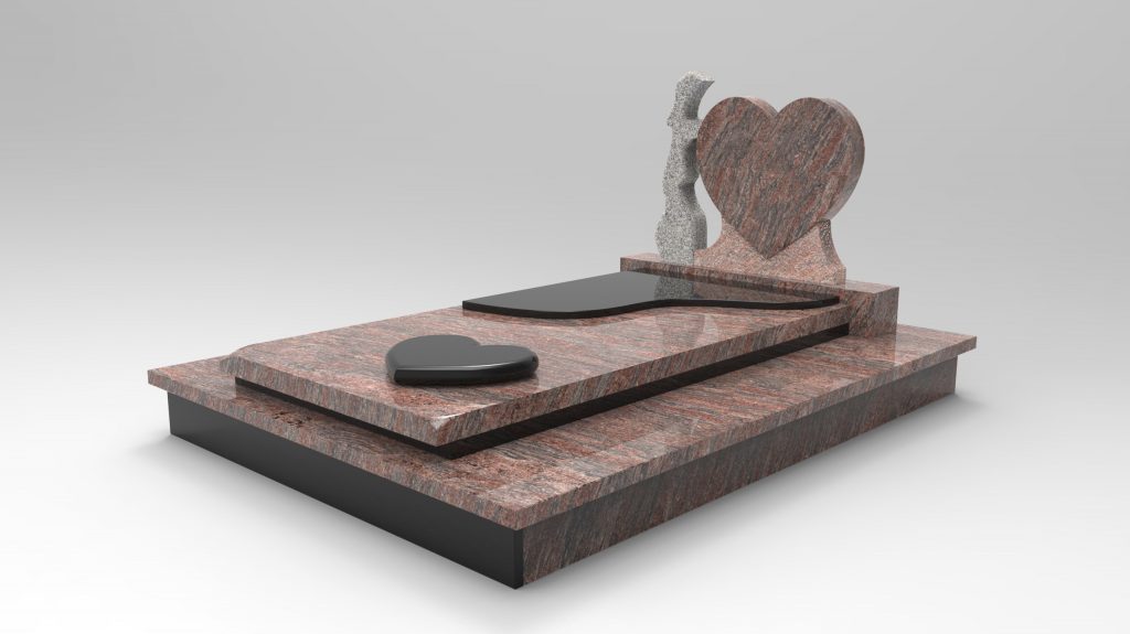 Monument funéraire avec stèle en forme de cœur
