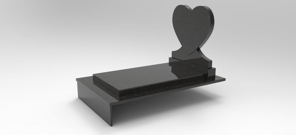 Monument funéraire avec stèle double cœur